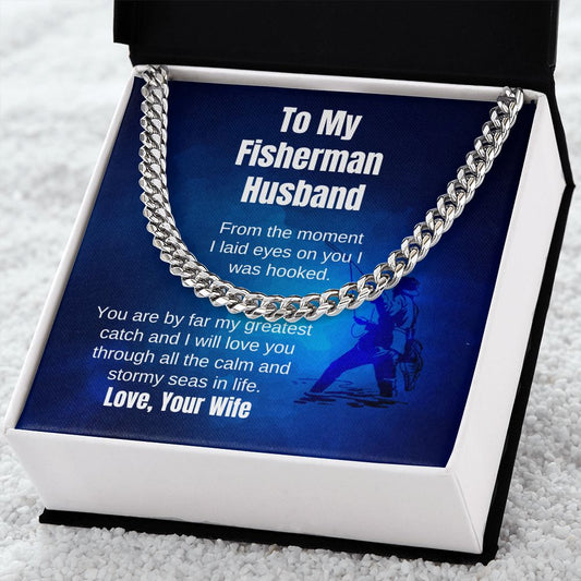 Fisherman Husband Necklace Chain Message Card Gift