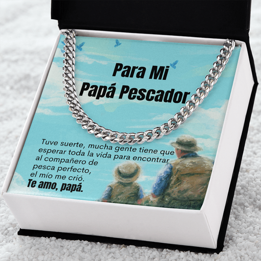 Papá Pescador Collar Regalo Spanish Fishing Dad Card Necklace Chain
