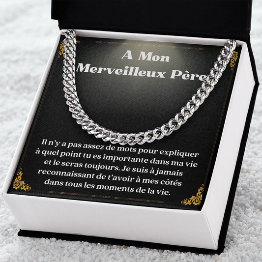 Père Collier Cadeau French Father Chain Necklace Message Card