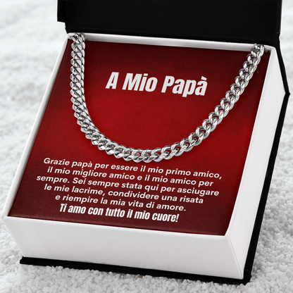 Papà Collana Regalo Italian Father Chain Necklace Dad Card