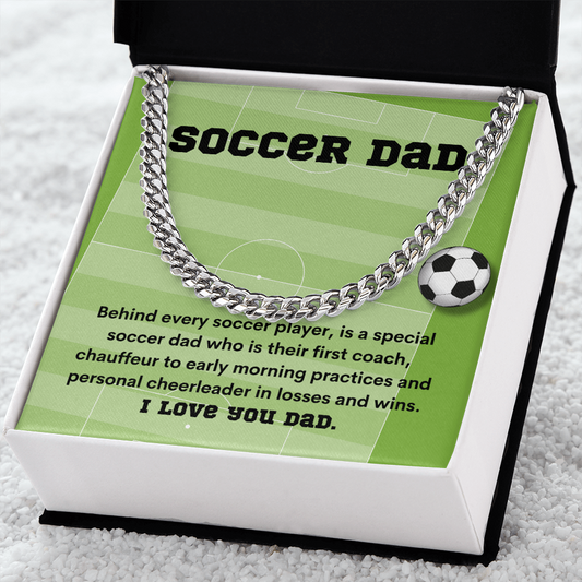 Soccer Dad Cuban Chain Necklace Father Soccer Lover Gift