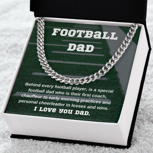 Football Dad Message Card Chain Necklace Football Lover Gift