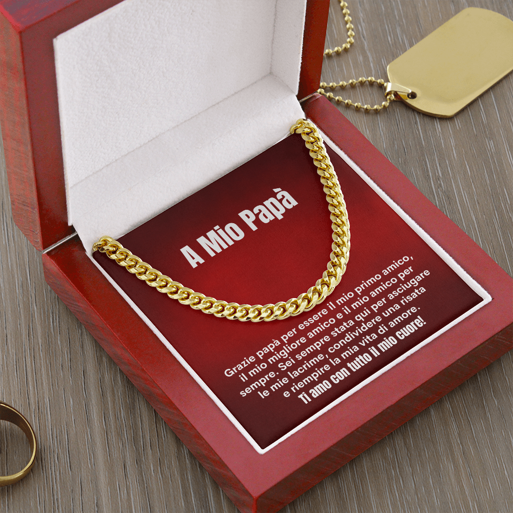 Papà Collana Regalo Italian Father Chain Necklace Dad Card