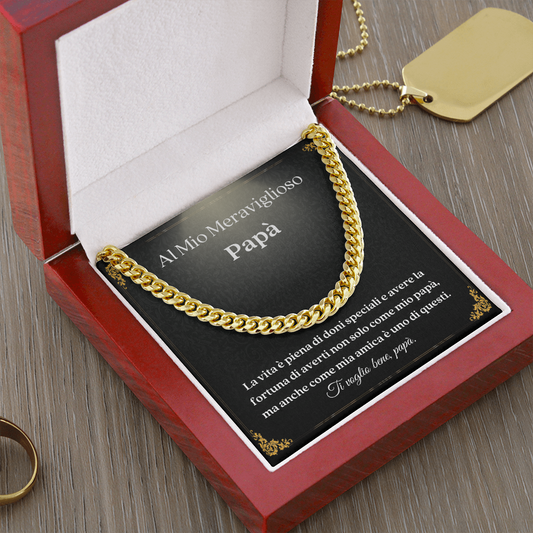 Papà Collana Regalo Italian Father Chain Necklace Dad Card