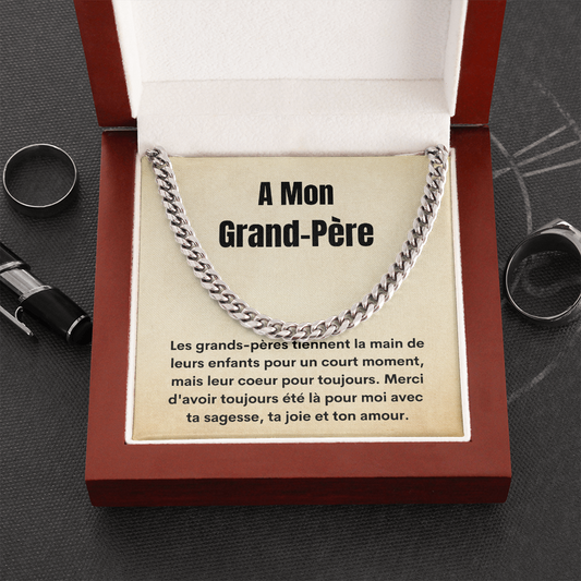 Grand-Père Collier Cadeau French Grandfather Chain Necklace Card