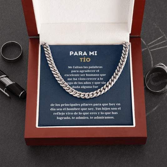 Querido Tío Collar Regalo Spanish Latino Uncle Necklace Chain Gift