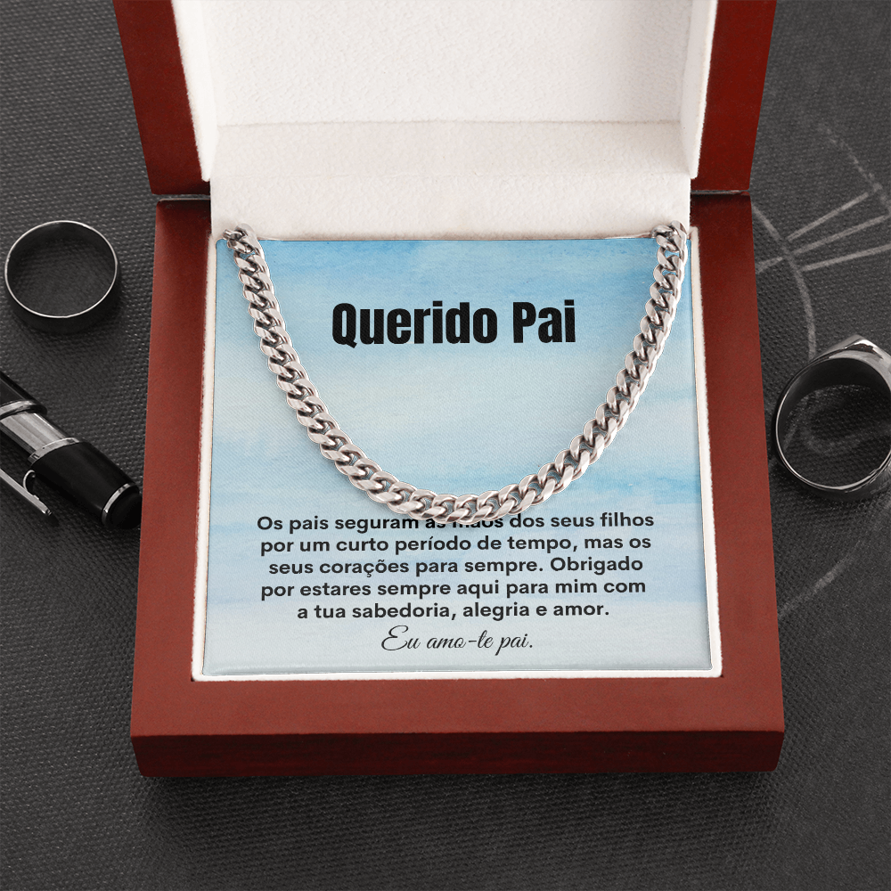 Querido Pai Colar Present Portuguese Father Necklace Card