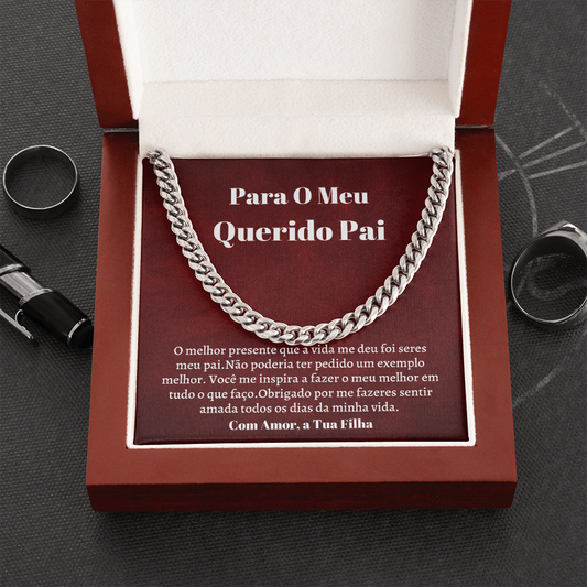 Querido Pai Colar Present Portuguese Father Necklacec Card