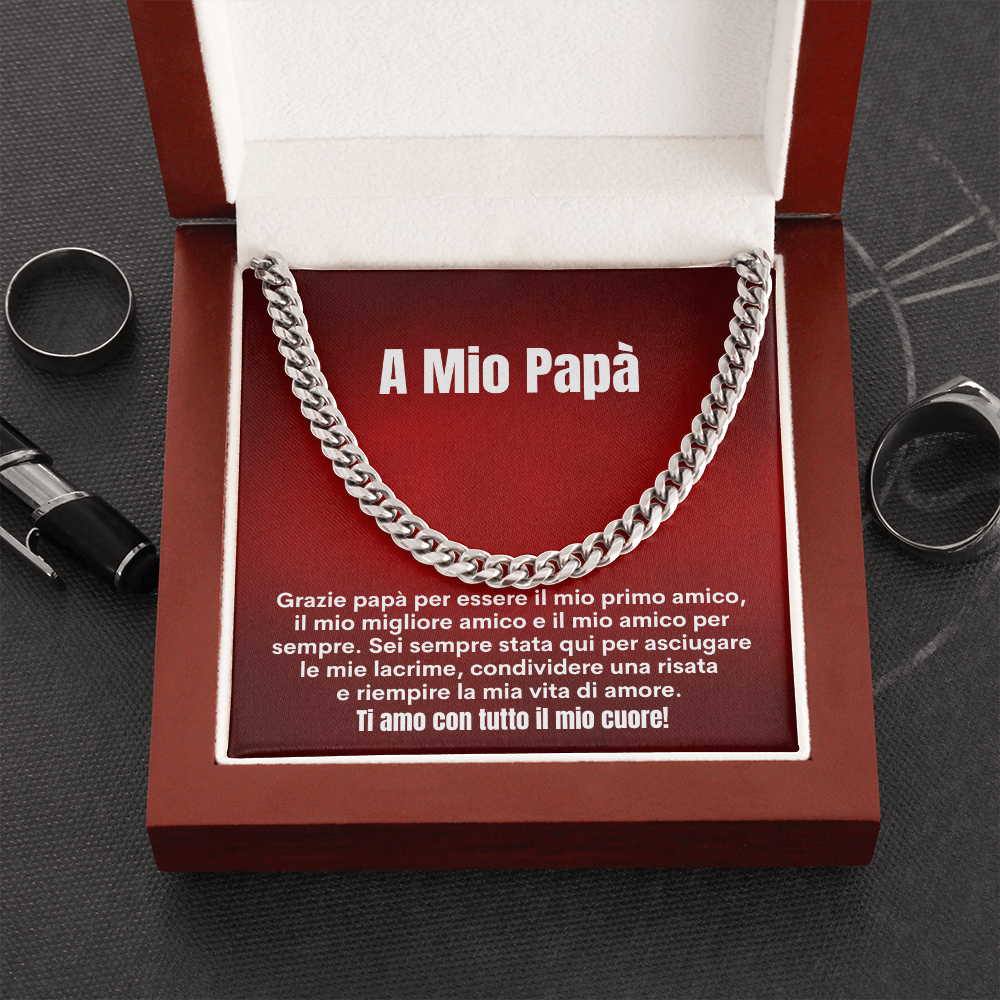 Papà Collana Regalo Italian Father Chain Necklace Dad Card