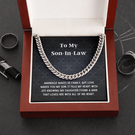 Chain Necklace Present for Son in Law Message Card
