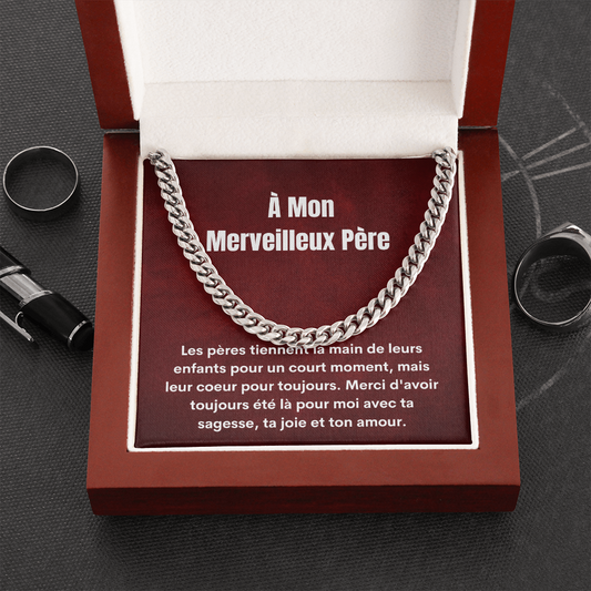 Merveilleux Père Collier Cadeau French Father Chain Necklace Card