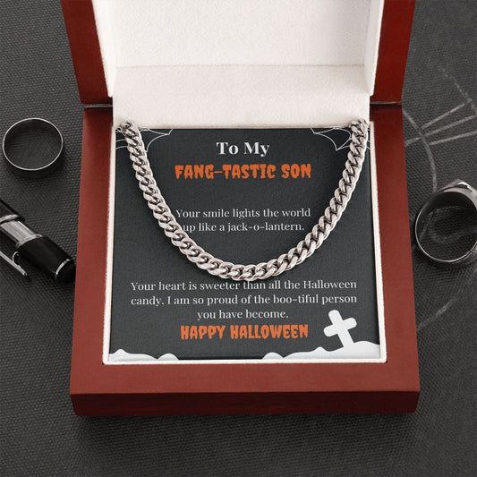 Fang-Tastic Halloween Son Necklace Card Halloween Gift
