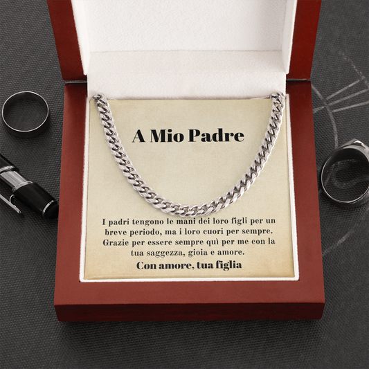 Padre Figlia Collana Regalo Italian Father Daughter Chain Necklace Card