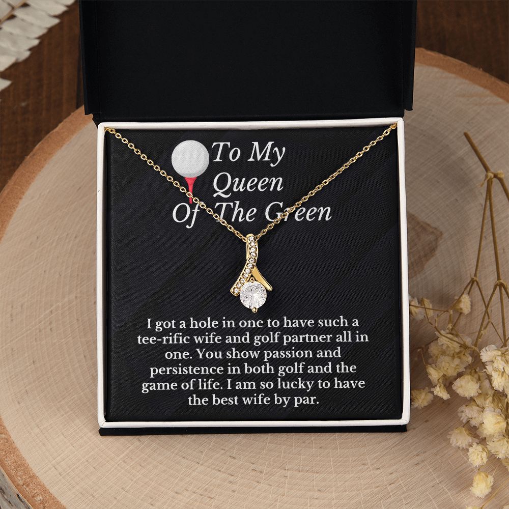 Golfer Wife Message Card Necklace Golfing Gift