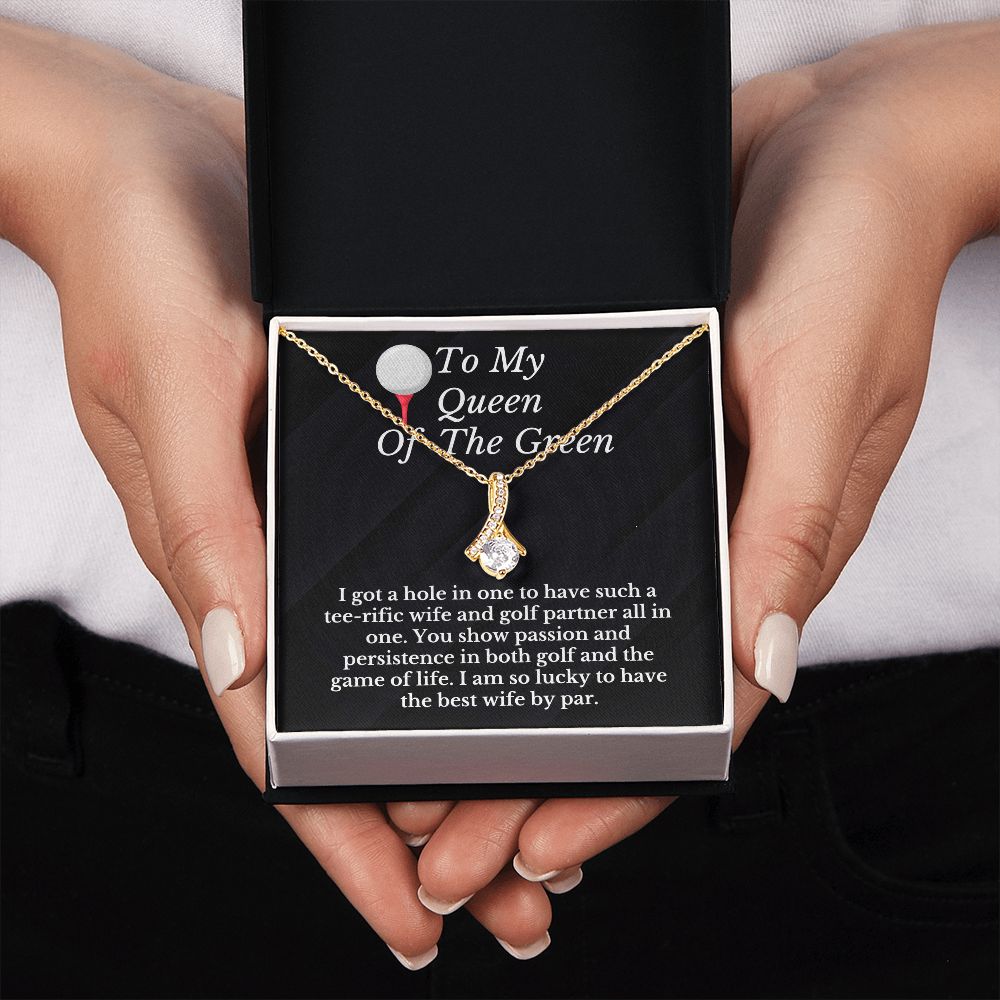 Golfer Wife Message Card Necklace Golfing Gift