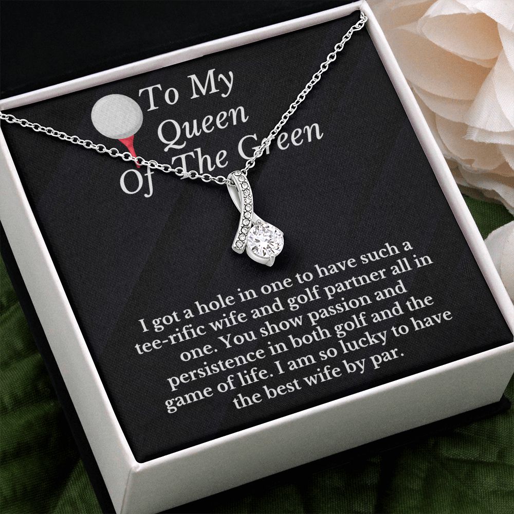 Golfer Wife Message Card Necklace Golfing Gift