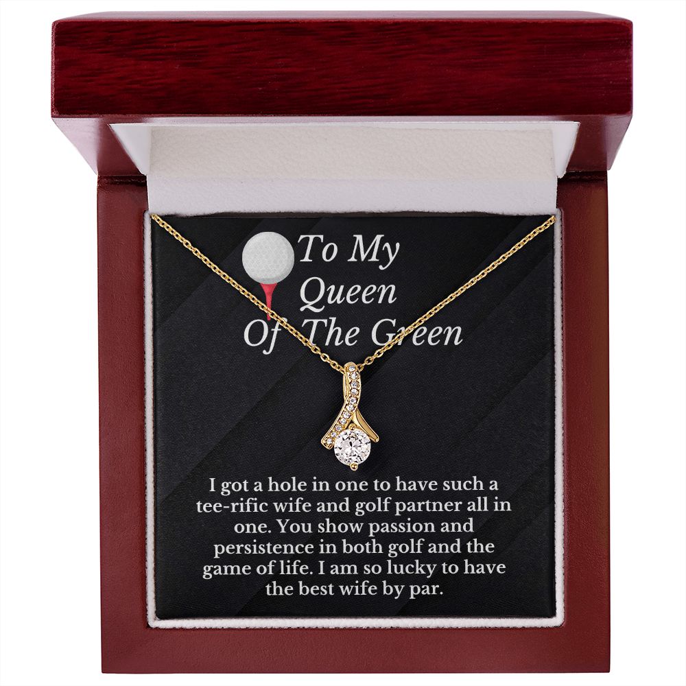 Golfer Wife Message Card Necklace Golfing Gift