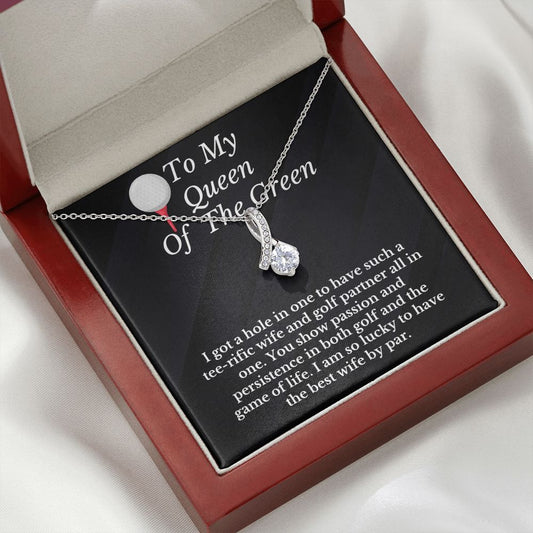 Golfer Wife Message Card Necklace Golfing Gift