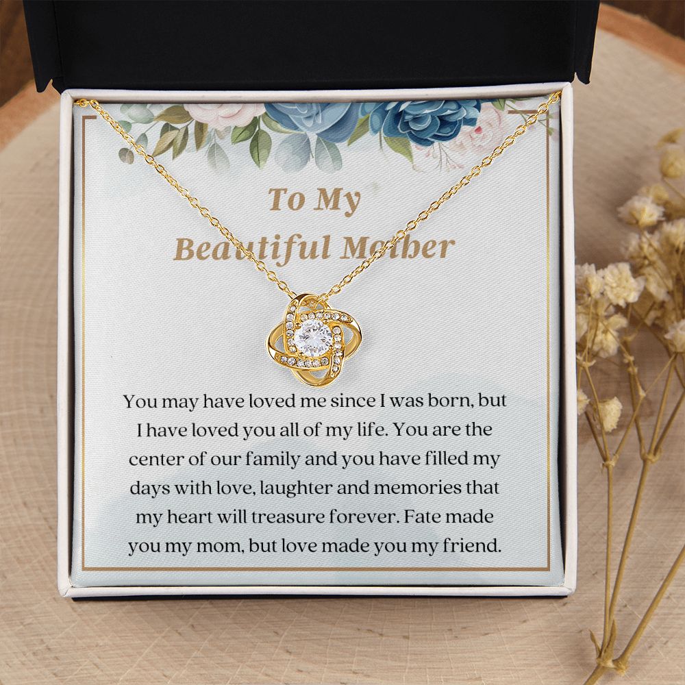 Mother Love Knot Message Card Necklace Present