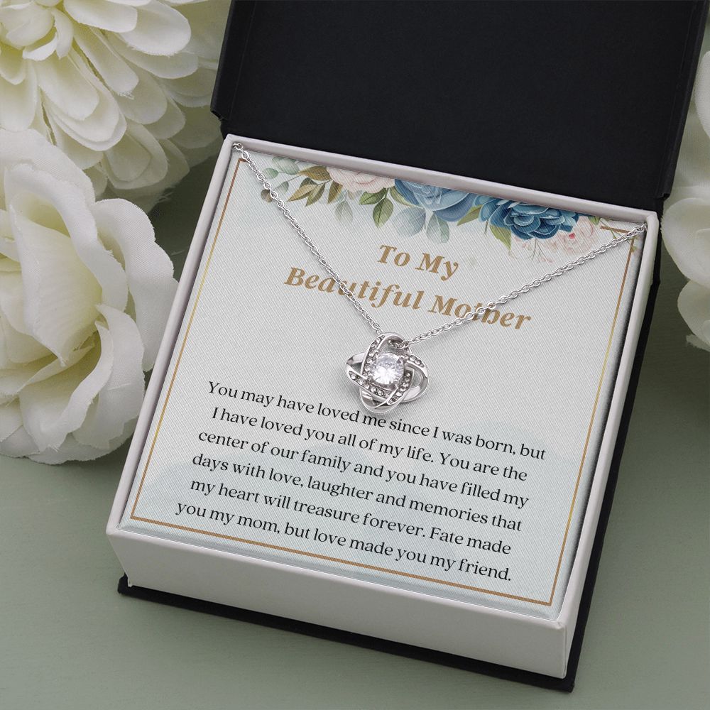 Mother Love Knot Message Card Necklace Present