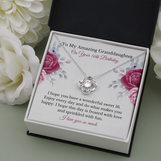 Granddaughter Sixteenth Birthday Message Card Necklace Gift