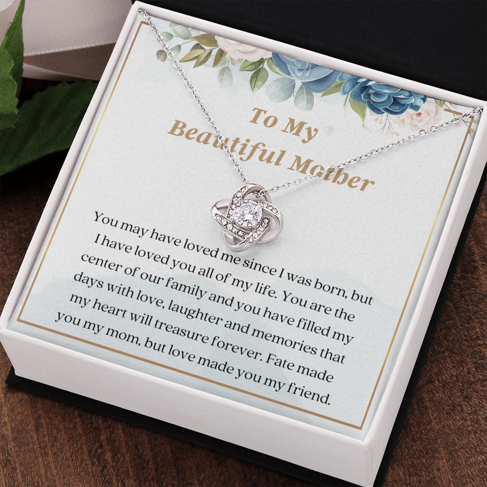 Mother Love Knot Message Card Necklace Present