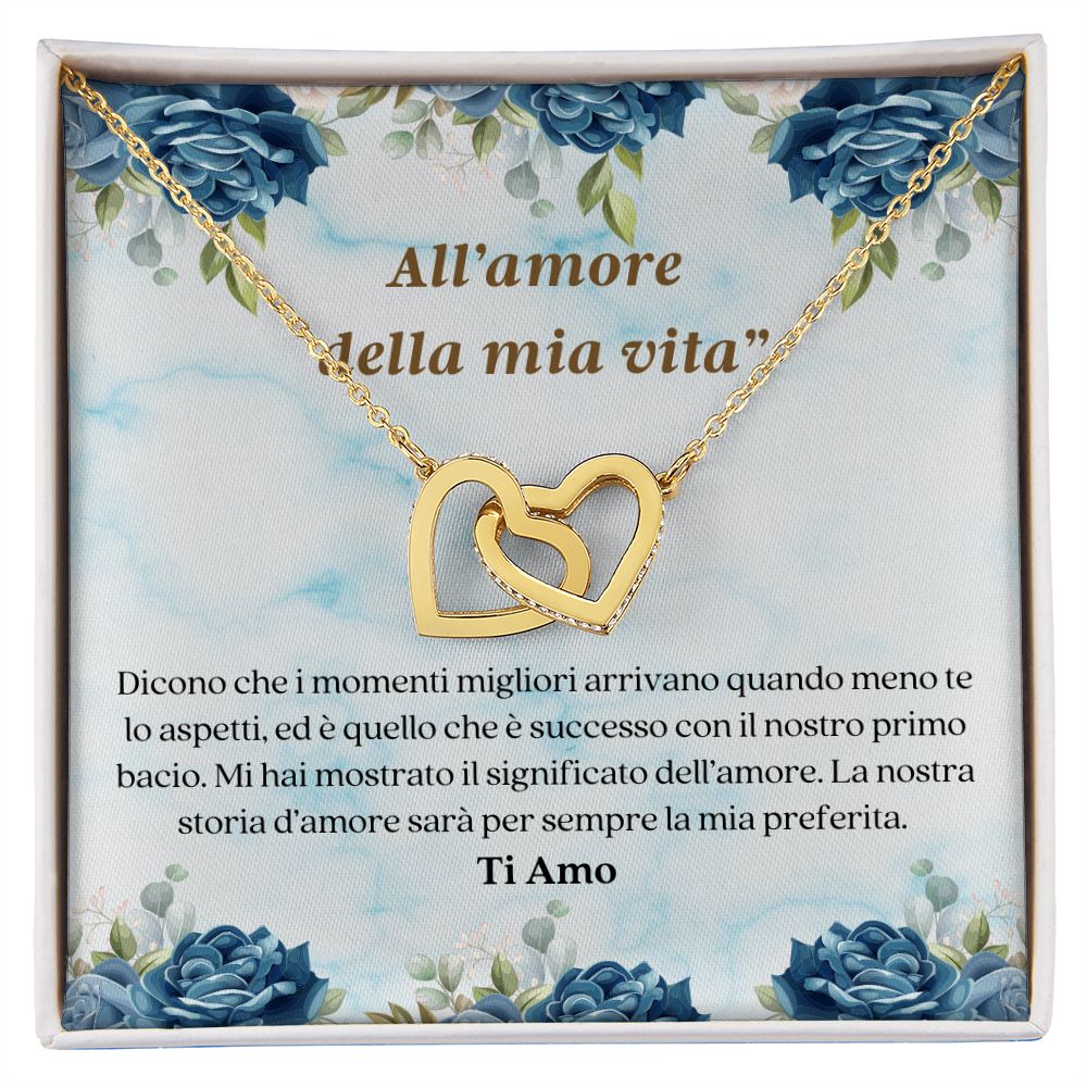 Collar de tarjeta con mensaje de amor italiano Amore Collana