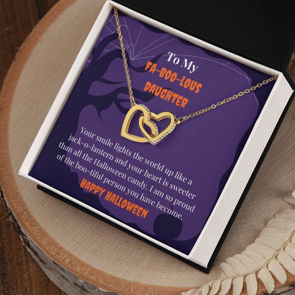 Happy Halloween Daughter Message Card Necklace Cute Halloween Gift