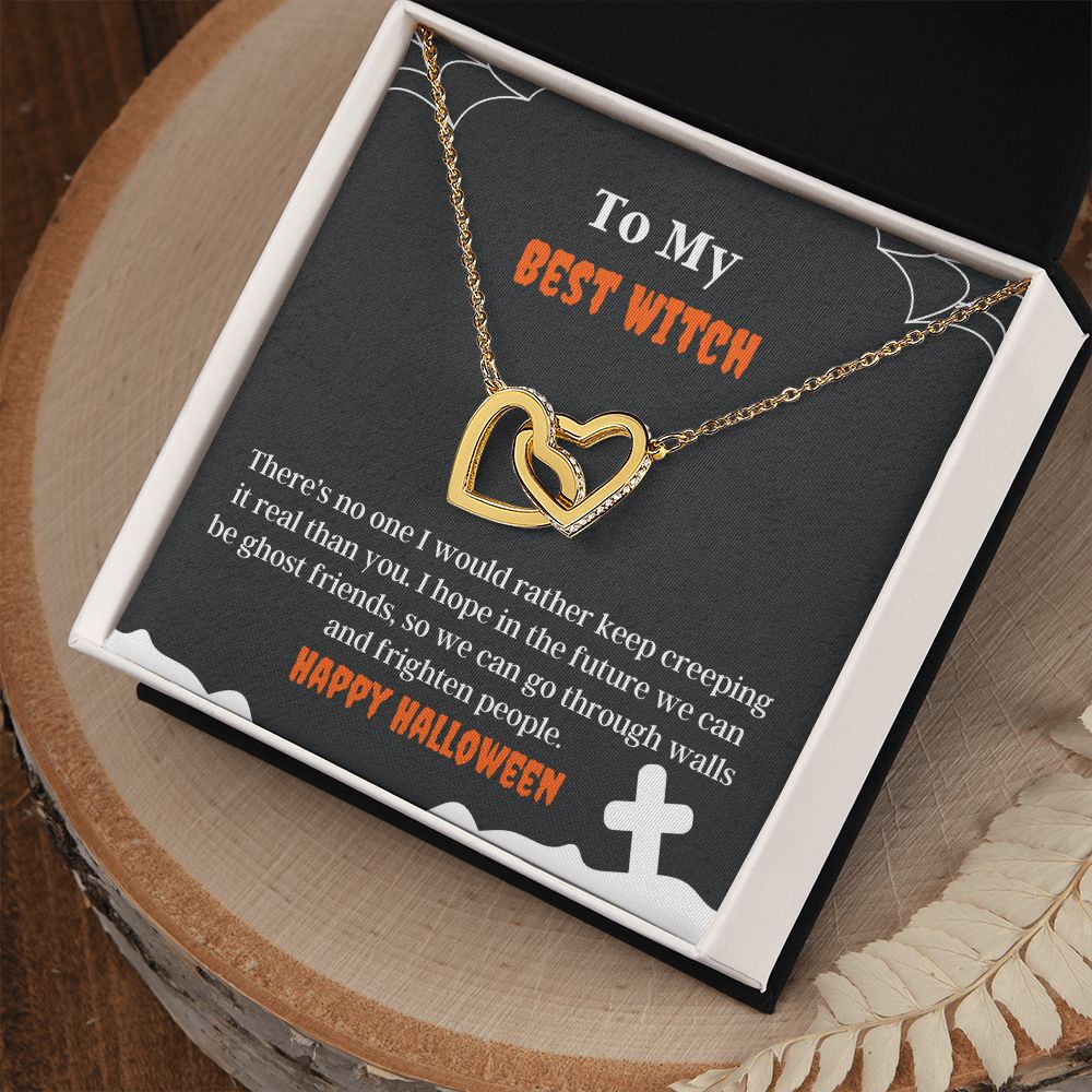 Best Witch Cute Friend Halloween Necklace Card Gift