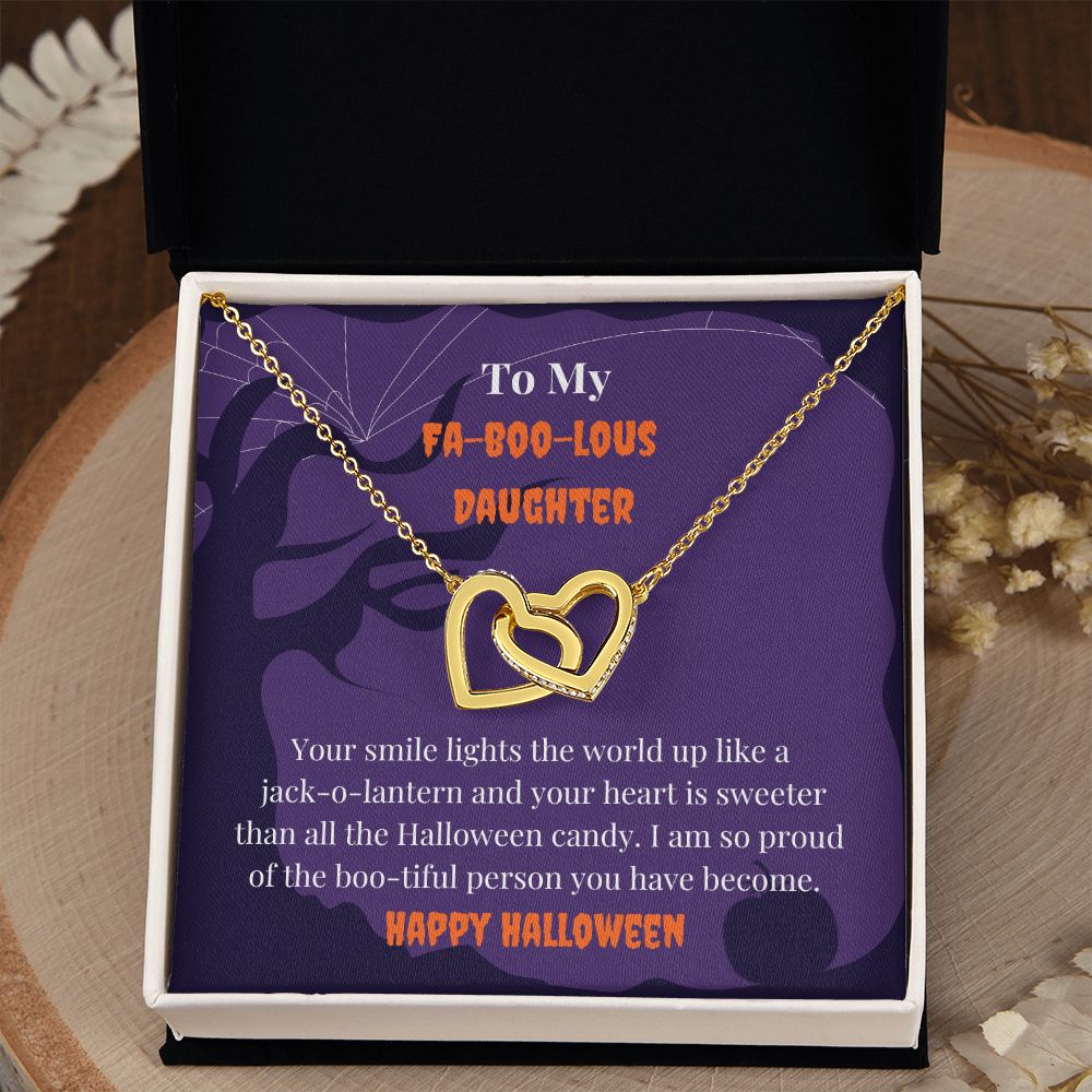 Happy Halloween Daughter Message Card Necklace Cute Halloween Gift