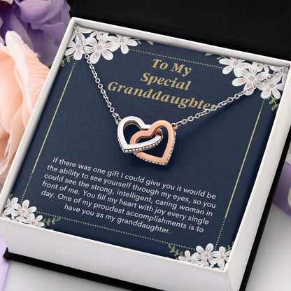 Heartfelt Granddaughter Connected Hearts Necklace Card Gift