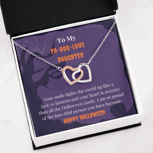 Happy Halloween Daughter Message Card Necklace Cute Halloween Gift