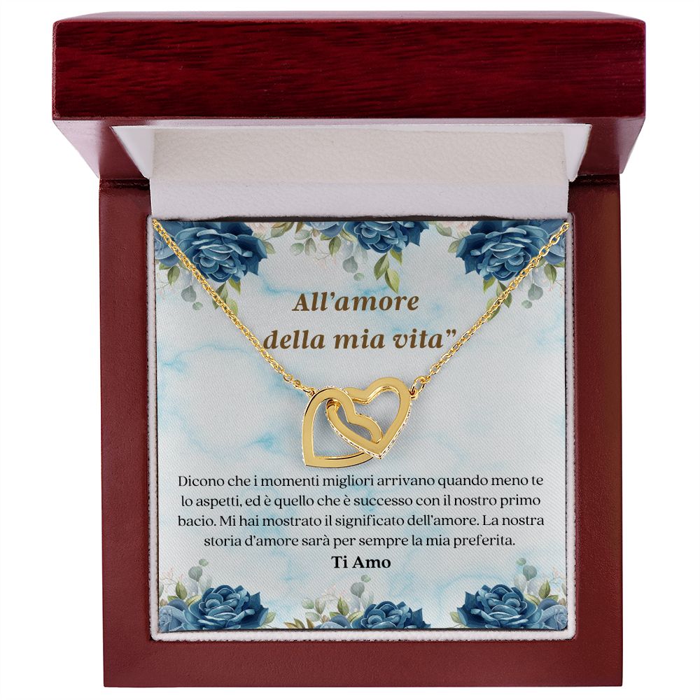 Collar de tarjeta con mensaje de amor italiano Amore Collana