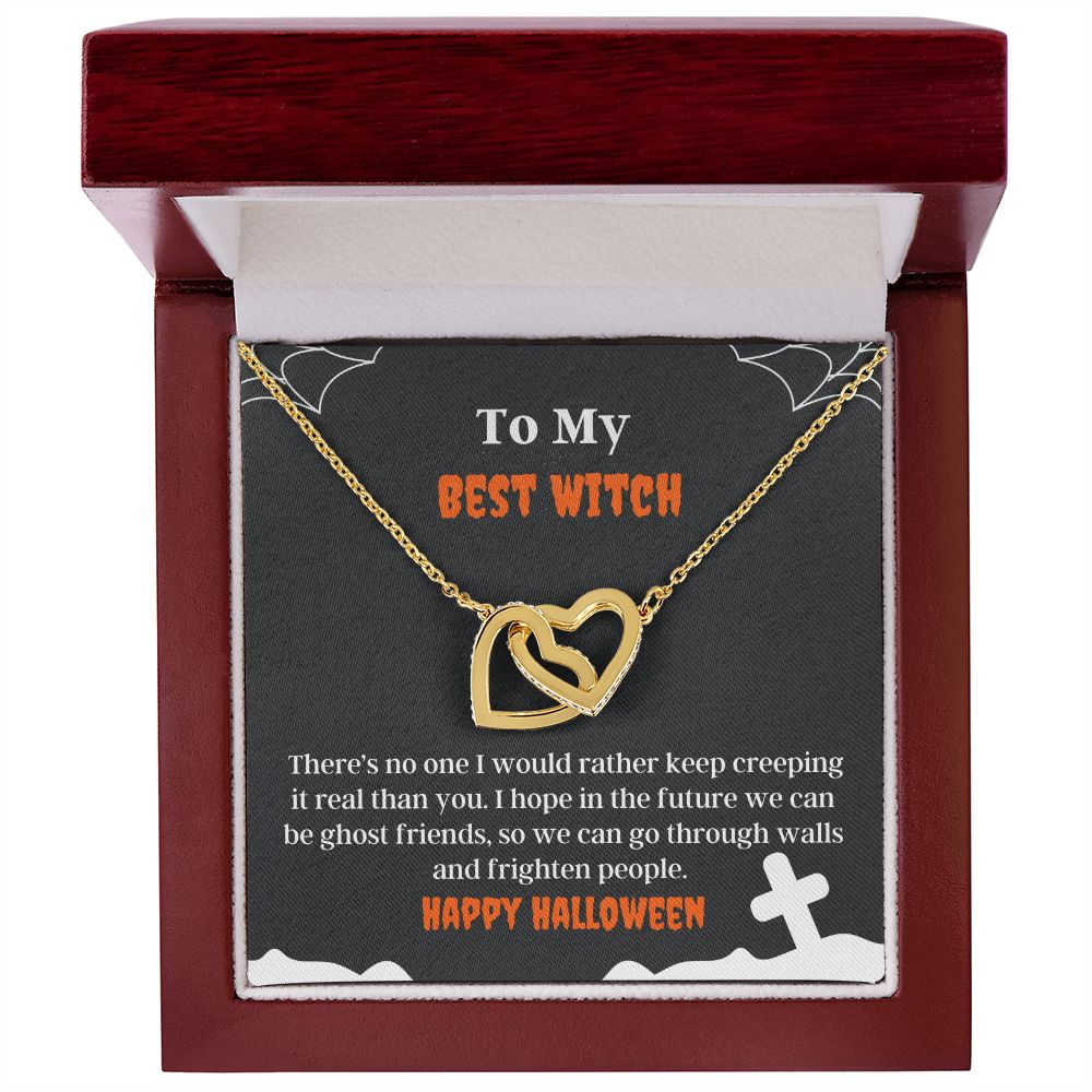 Best Witch Cute Friend Halloween Necklace Card Gift