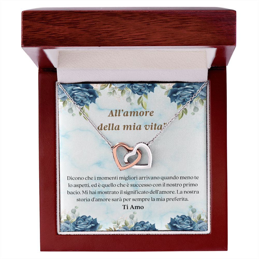 Collar de tarjeta con mensaje de amor italiano Amore Collana