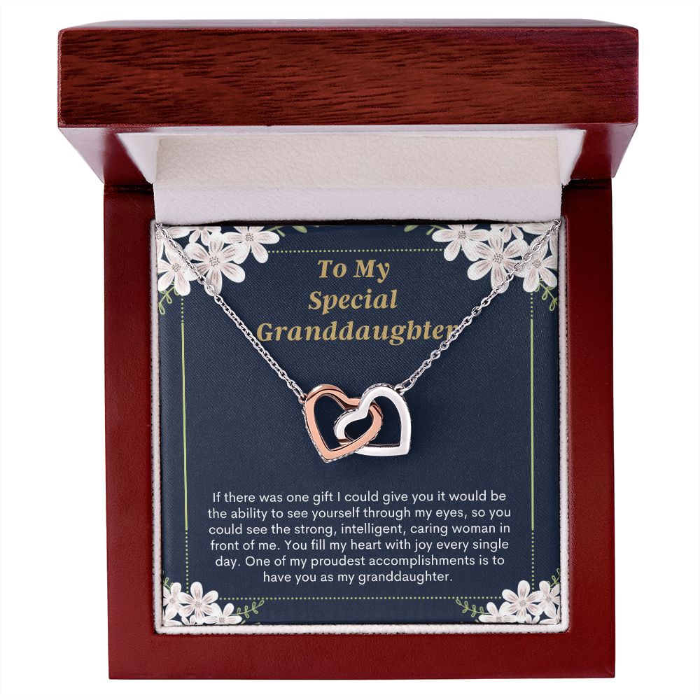 Heartfelt Granddaughter Connected Hearts Necklace Card Gift