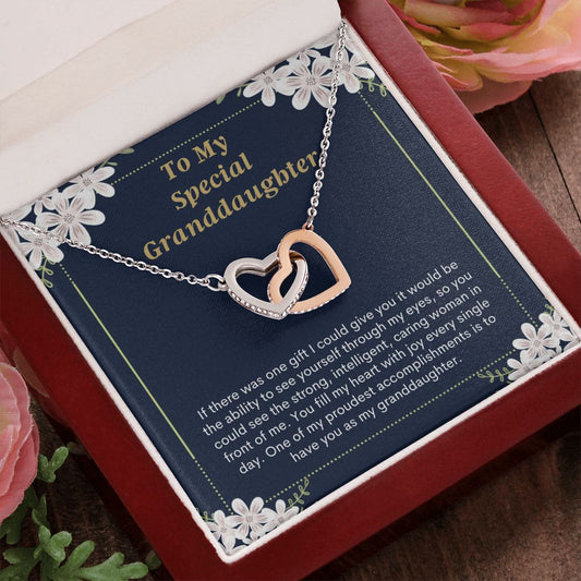 Heartfelt Granddaughter Connected Hearts Necklace Card Gift