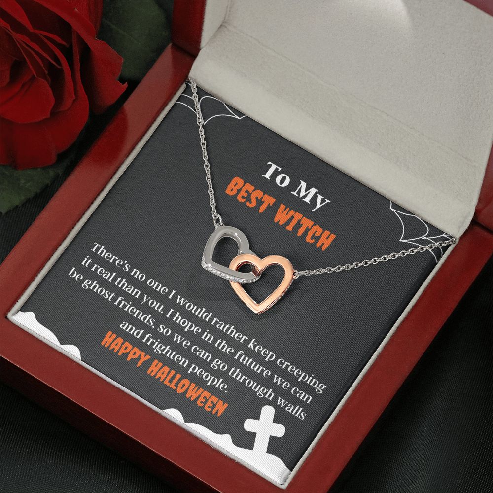 Best Witch Cute Friend Halloween Necklace Card Gift