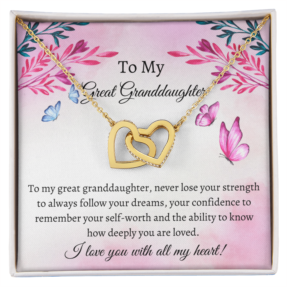 Great Granddaughter Love Heart Message Card Necklace Keepsake