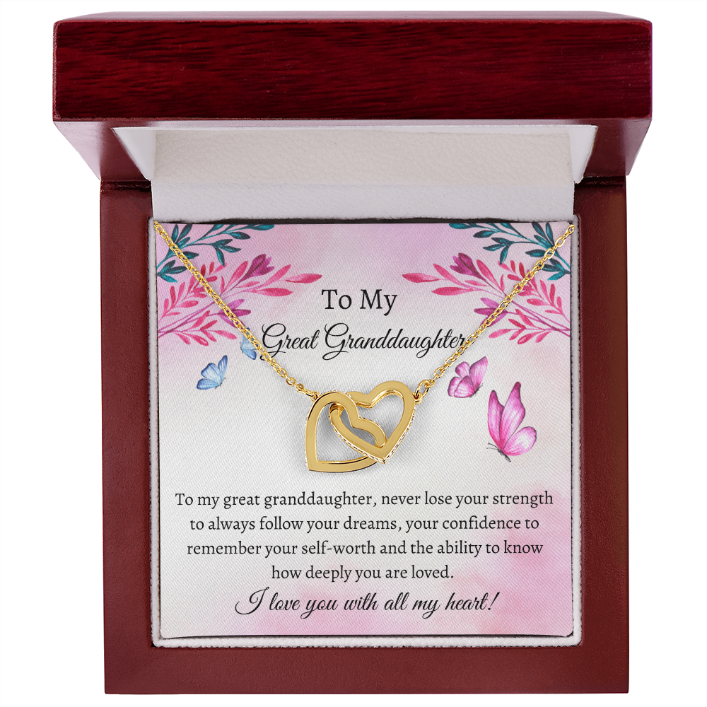 Great Granddaughter Love Heart Message Card Necklace Keepsake