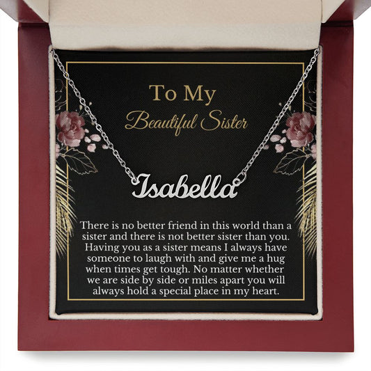 Personalized Sister Name Necklace Card Custom Gift