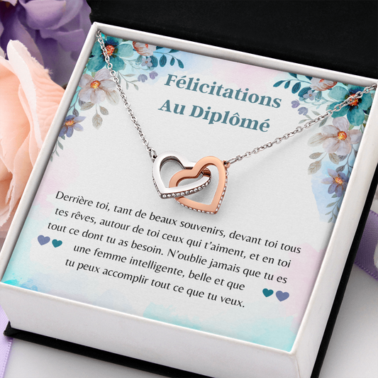 Félicitations Au Diplômé Collier Cadeau French Graduation Necklace Card