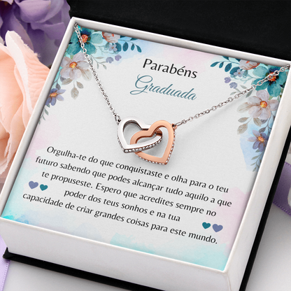 Parabéns Graduada Colar Portuguese Graduate Necklace Card