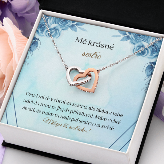 Krásné Sestře Náhrdelník Czech Sister Message Card Necklace