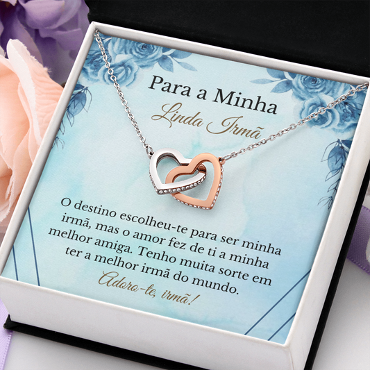 Linda Irmã Colar Portuguese Sister Message Card Necklace