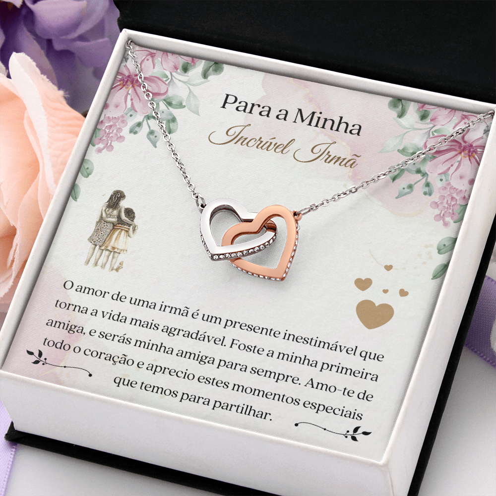 Querida Irmã Colar Portuguese Sister Message Card Necklace
