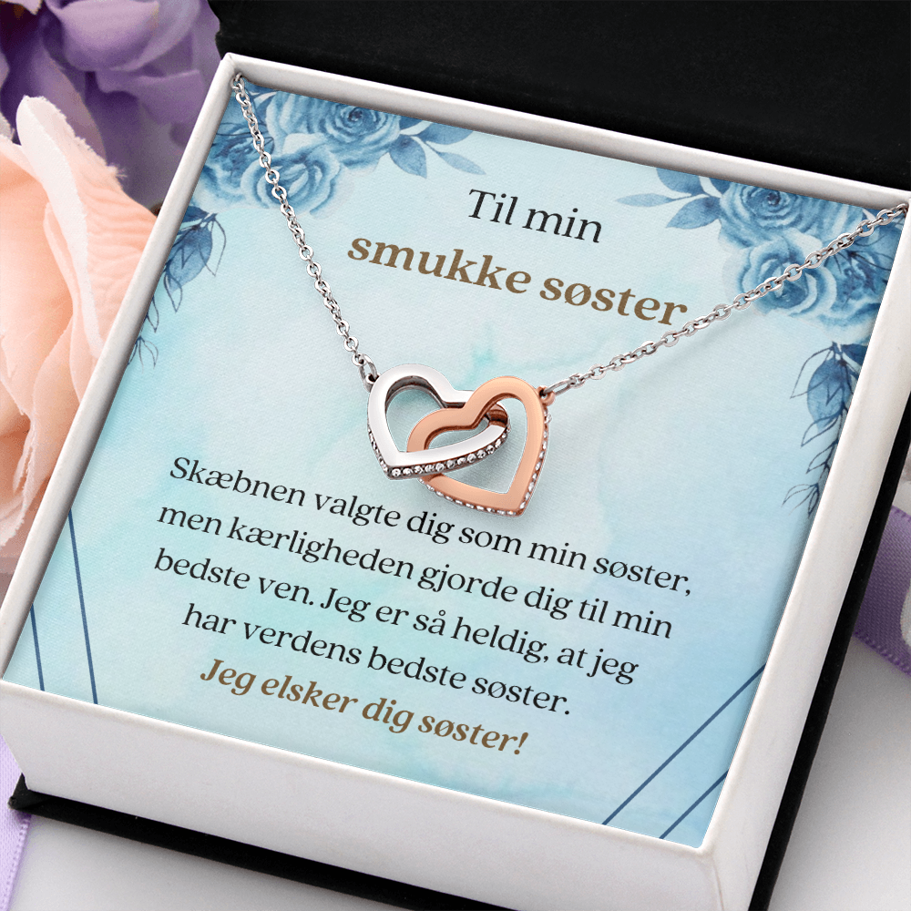Smukke Søster Halskæde Danish Sister Message Card Necklace