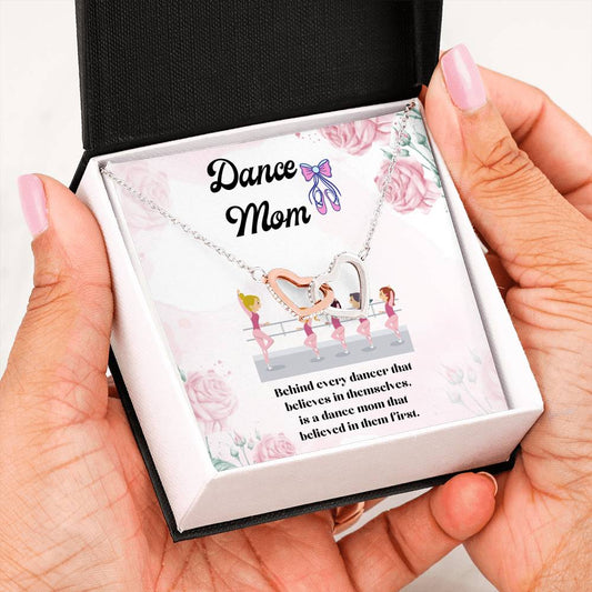Dance Mom Double Heart Message Card Necklace Unique Gift Dance Mom
