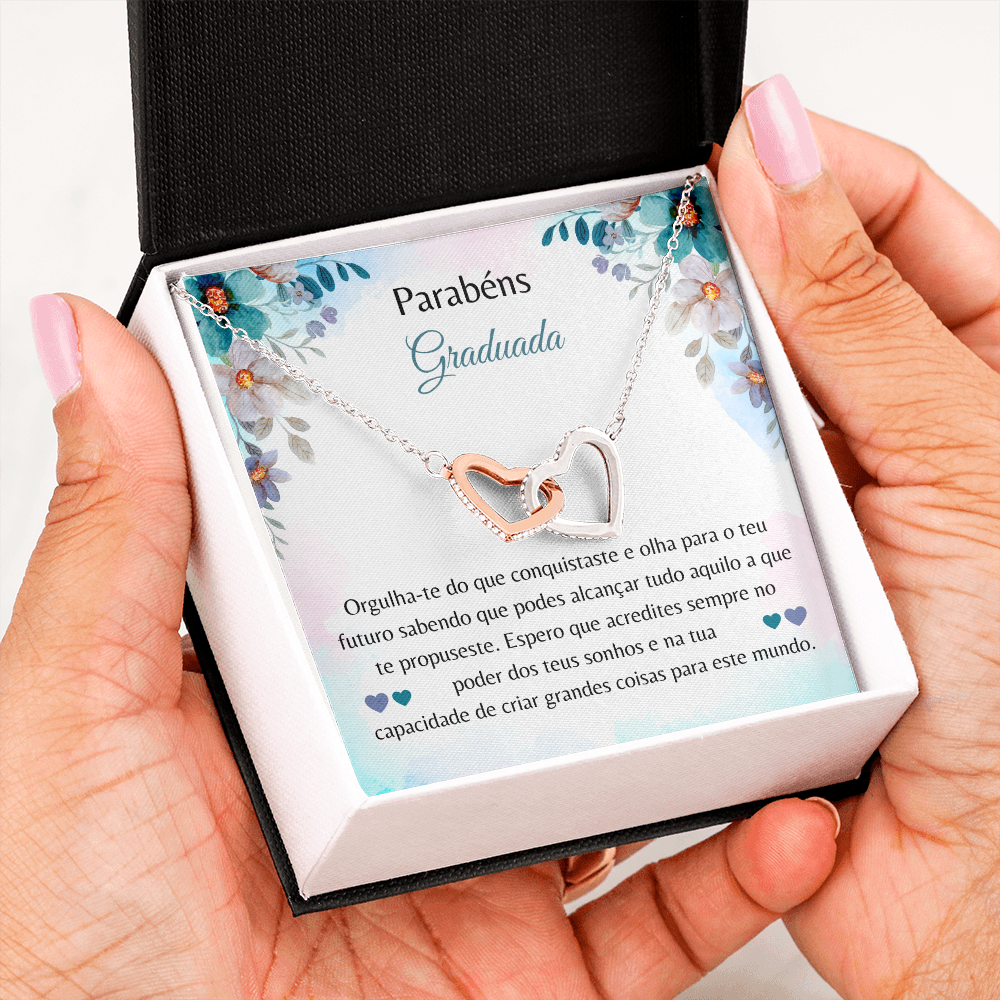 Parabéns Graduada Colar Portuguese Graduate Necklace Card