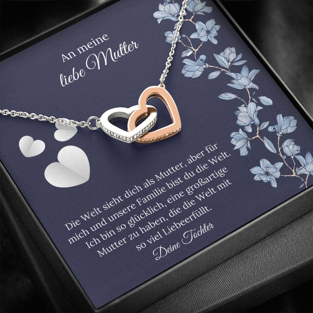 Mutter Tochter geschenk, German woman gift, bling gold heart